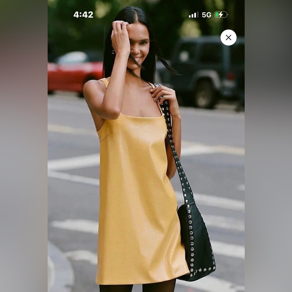 NWT Anthropologie X SIEMPRE Faux Croc Leather Mini Dress Sz Small